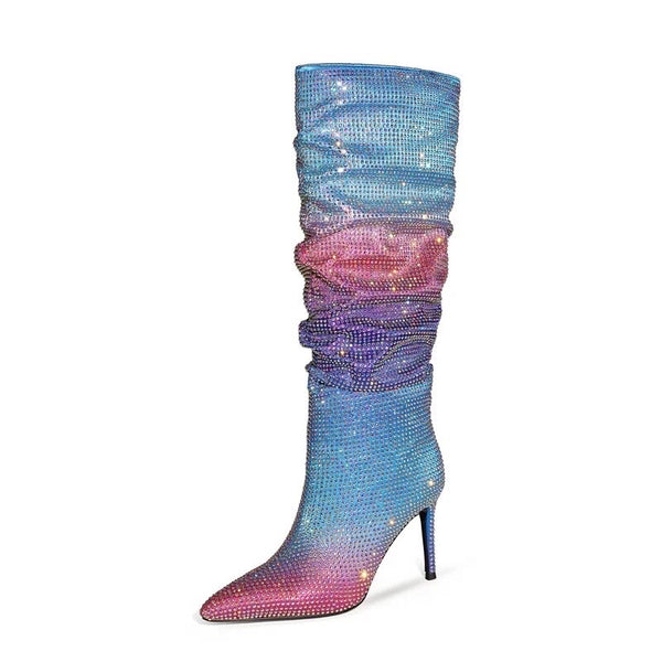 The Glitter Colorful Blue Boots