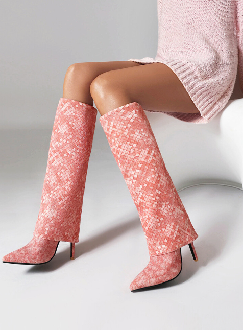 Paola Pink Denim Boots