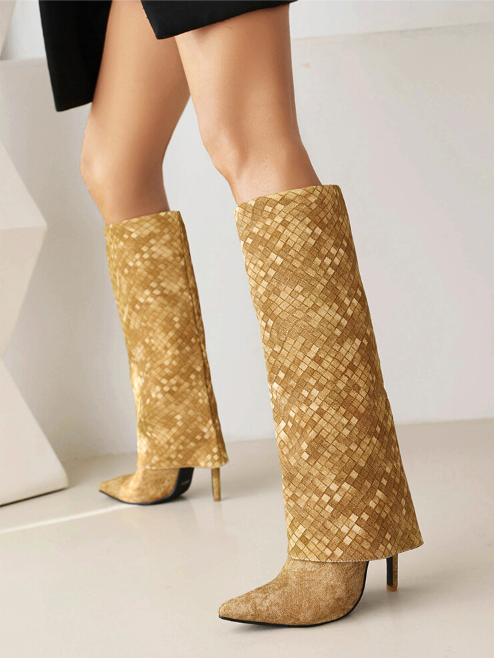 Paola Gold Denim Boots