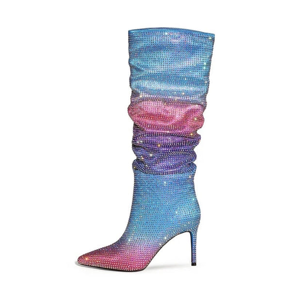 The Glitter Colorful Blue Boots