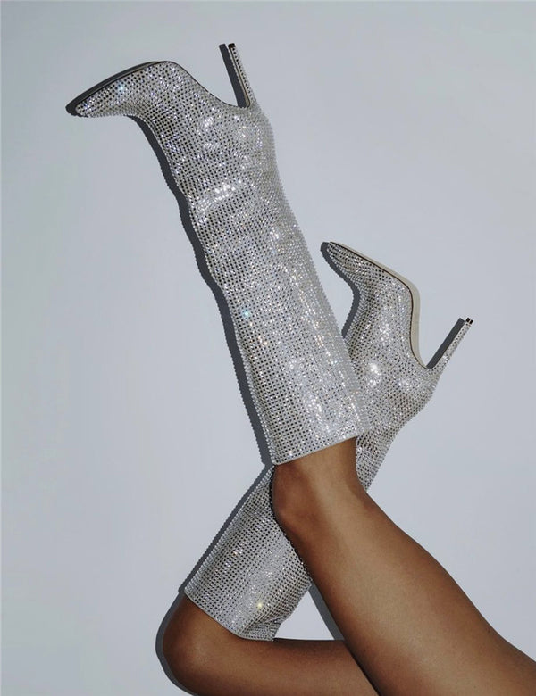 The Glitter Silver Boots