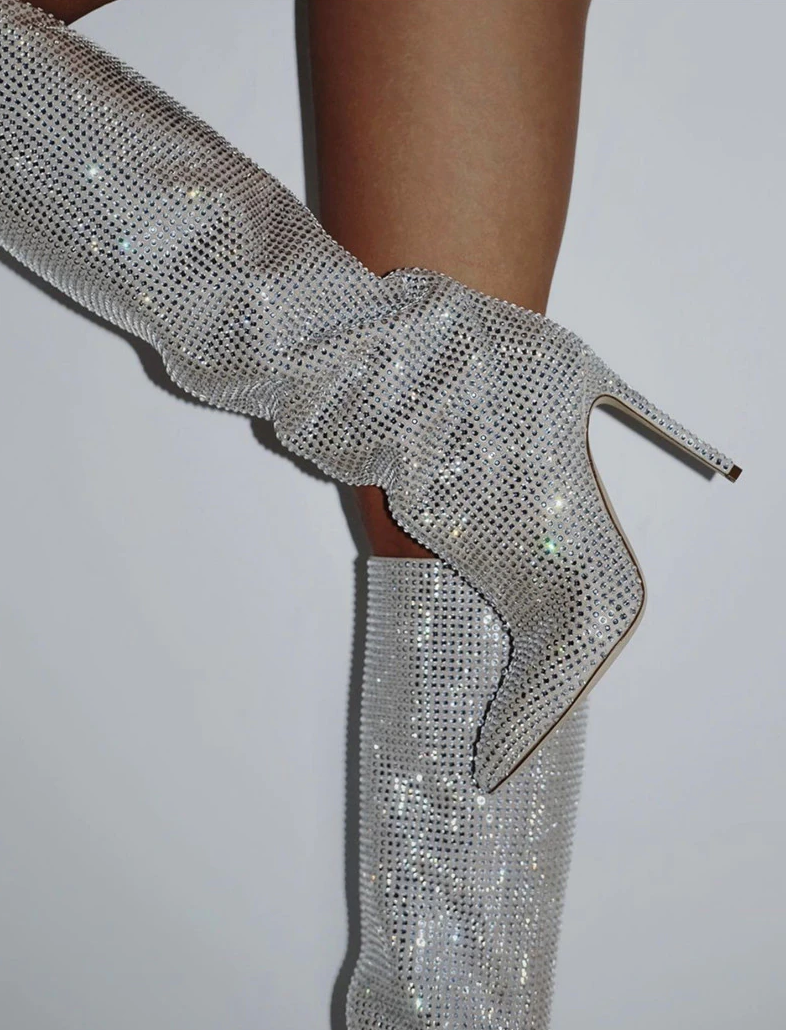 The Glitter Silver Boots