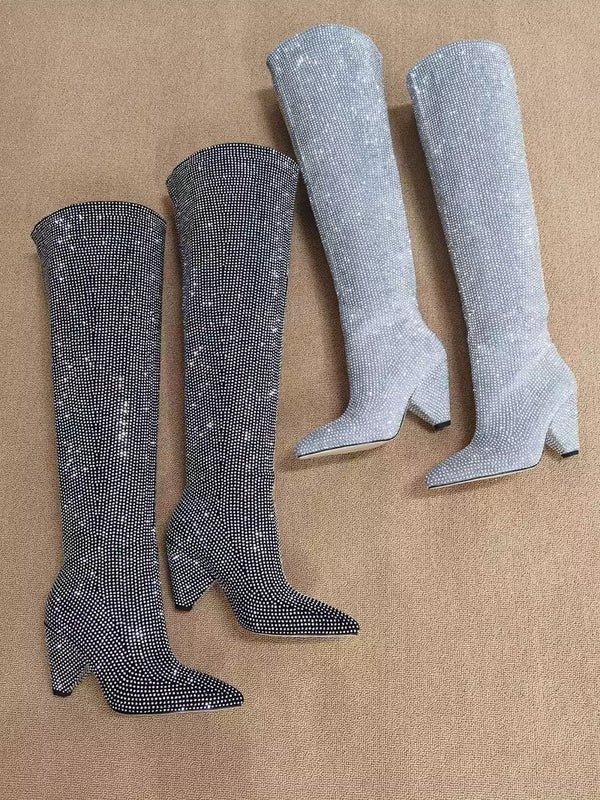 Anabella black Glitter Silver Boots